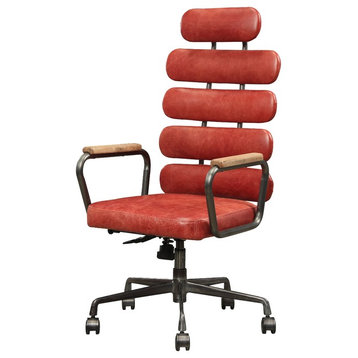 Acme Calan Executive Office Chair, Vintage Red Top Grain Leather
