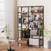 5 Tier Bookcase with 6 Hooks for Bedroom, Living Room, Kitchen and Study Room