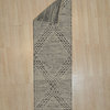EORC Black Handwoven Wool Punja Kilim Rug 2' x 8'