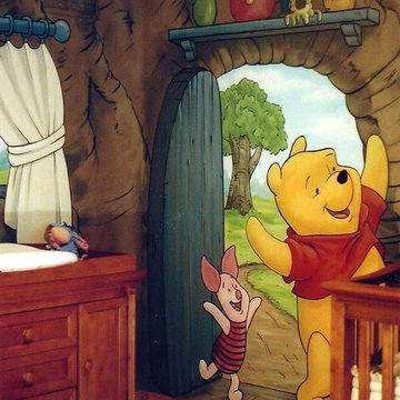 Winnie The Pooh Murals in a Nursery by Tom Taylor of Mural Art LLC