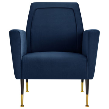 Inspired Home Holt Accent Chair Velvet/Linen 30Lx32Wx36H, Navy