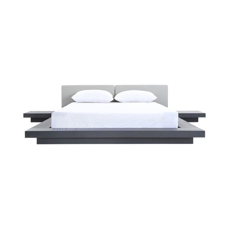 Modrest Opal Modern Wenge and Gray Platform Bed, Queen