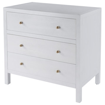 Nora 3-Drawer Wood Dresser, White