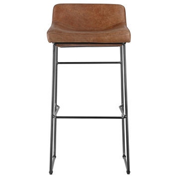 Starlet Barstool Open Road Brown Leather, Set of 2