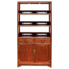 Chinese Huali Rosewood Brown 3 Shelves bookcase Display Cabinet Hcs5716