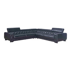 The Hilton Premium Tufted Leather Sectional Sofa - Sectional Sofas