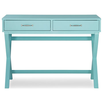 Riverbay Furniture Transitional 2-Drawer MDF Wood Desk in Turquoise Blue