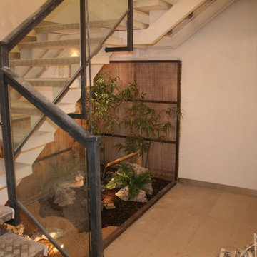 Zen garden under stairs