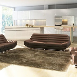 Divani Casa 3979 Modern Brown Bonded Leather Sofa Set (Sofa, Loveseat and Chair) - Living Room Furniture Sets