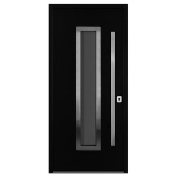 Inox S4 Gray Modern Exterior Entry Steel Door by Nova, Left Hand in-Swing