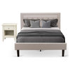 2-Piece Fannin Bed Set, 1 Platform Bed, Night Stand For Bedrooms, Mist Beige
