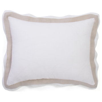 Ofelia Euro Pillowcase Sham, White and Natural