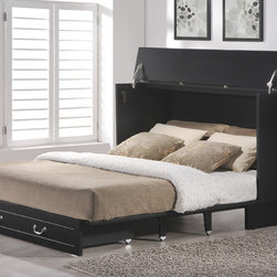 Black Cottage Style Space Saver Bed QUEEN w Memory Foam Mattress - Products