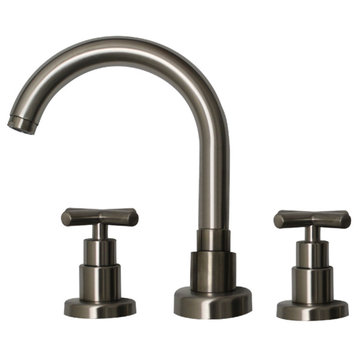 Widespread Lavatory Faucet, Tubular Swivel Spout, X-Handles, Pop-up Waste