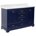 Kitchen Bath Collection - Harper 60" Bathroom Vanity, Royal Blue, Carrara Marble, Double - The Harper: Style, storage, and quality. No compromise necessary.