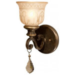 Crystorama - Norwalk 1 Light Golden Teak Swarovski Strass Crystal Bronze Sconce - Bronze curves accent warm glowing amber colored glass globes. The Norwalk radiates with romantic elegance, for a traditional yet hospitable accent. This chandelier makes a great first impression in a front stairwell, entry, or formal dining room.