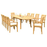 Teak Deals - 11-Piece Outdoor Teak Dining Set: 117" Oval Table, 10 Mas Stacking Arm Chairs - Set includes: 117" Double Extension Oval Dining Table and 10 Stacking Arm Chairs.