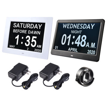 Yescom LCD Day Clock Digital Calendar Alarm Large Dementia Table Office 2 Pack