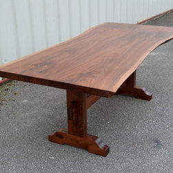 Live Edge Walnut Dining Table with Trestle Base - Dining Tables