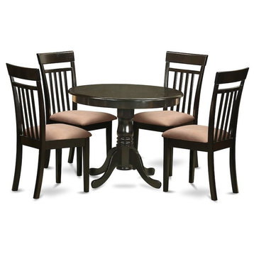 5-Piece Kitchen Table Nook Plus 4 Dining Chairs, Cappuccino Microfiber