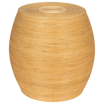 Small Rattan Round Accent Table, Natural, Natural