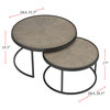2 Piece Round Nesting Table Set, Weathered Elm and Gunmetal