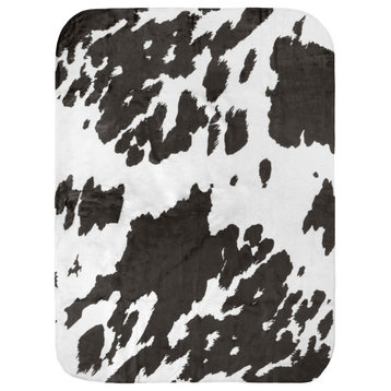 Cow Print Throw Blanket, Dark Brown, 42"x60"