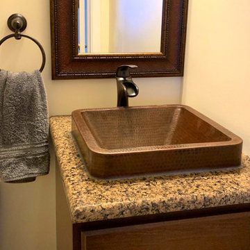 15" Square Skirted Vessel Hammered Copper Sink (VSQ15SKDB)