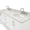 Ariel Magnolia 73" Oval Sinks Bath Vanity Carrara Marble Gray, White, 0.75" Carrara Marble
