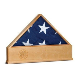Oak US Flag Display Case with Engraved US Coast Guard Emblem - Products