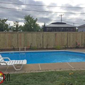 Palisade Style Wood Fence, 6x6 posts, with Horizontal Trim Boards