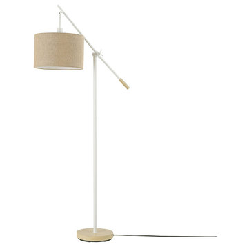 Serena 66" Matte White Dimmable Floor Lamp with Jute Shade