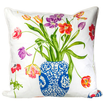 Designer Floral Pillow Cover, Decorative Pillow,, 24"x24"