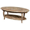 Alaterre Furniture Rustic Reclaimed Wood Oval Coffee Table in Driftwood