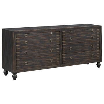 Hope Modern Six Drawer Storage Credenza/Sideboard With Pull-out Trays Black