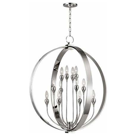 Dresden, 12 Light, Chandelier, Polished Nickel Finish