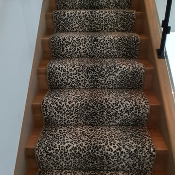 Masland Custom Stair runnner over wood stairs.