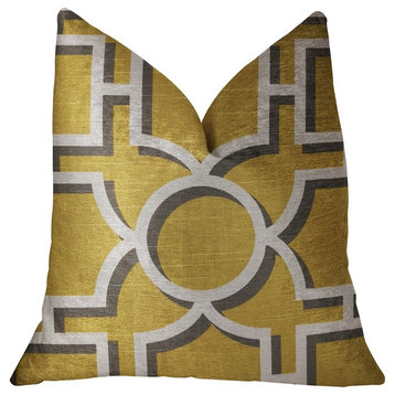 Crane Enclave Yellow, Beige and Gray Luxury Throw Pillow, 18"x18"
