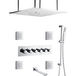 FONTANASHOWERS - Rainfall Shower System, Hand Shower and Jetted Body Sprays, With Led - This new versatile Rainfall LED shower system will change your modern bathroom. The shower head can be flush mounted or exposed to deliver a wide radius of balanced Jetted Body Sprays to every inch of your skin, removing daily fatigue. A full-body shower with three body jets cleans and relaxes tired muscles. You can feel the rain on your skin with our custom rain showers. You can bring the message into your own home with their whirlpool bathtubs. This shower system will allow you to take a quick shower. This can be used in public restrooms such as hotels and restaurants, as well as at home.