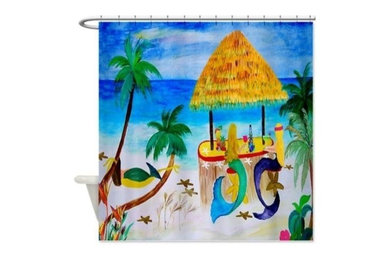 Mermaid Tiki Bar Shower Curtain