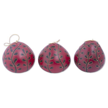 3-Piece Novica the Flowering Season Dried Mate Gourd Ornaments