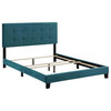 Modway Amira Full Modern Style Performance Velvet Bed in Sea Blue