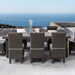 CANYON 9-Pce Outdoor Wicker Dining Set - Outdoor Dining Sets