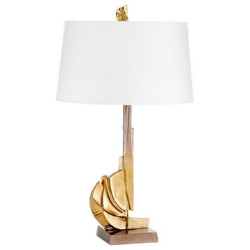Crescendo Table Lamp, Gold-Amber, 31.5" H x 18" Diameter
