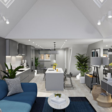 Design Project of the Living Room and Teenage Girl Room in a House