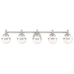 Livex Lighting - Livex Lighting 5715-05 Oldwick - Five Light Bath Vanity - Sleek and simple lines define this beautiful polisOldwick Five Light B Polished Chrome Sati *UL Approved: YES Energy Star Qualified: n/a ADA Certified: n/a  *Number of Lights: Lamp: 5-*Wattage:75w Medium Base bulb(s) *Bulb Included:No *Bulb Type:Medium Base *Finish Type:Polished Chrome