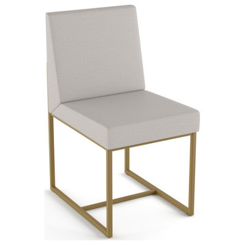 Amisco Derry Dining Chair, Light Grey Polyester / Golden Metal