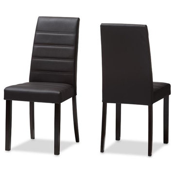 Lorelle Modern and Contemporary Brown Faux Leather Upholstered Dining Chair...