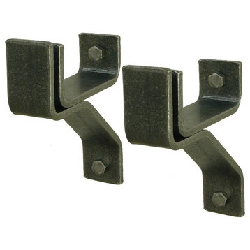 Handcrafted 4" Wall Brackets For Roll End Bar (Set of 2), Hammered Steel