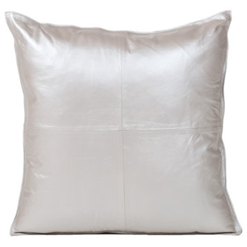 Dull Silver Leather 20" Cushion
